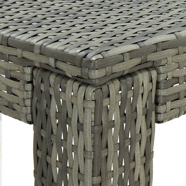 5-tlg. Gartenbar-Set mit Kissen Poly Rattan Grau