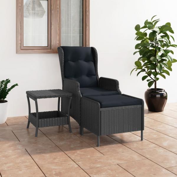 ARDEBO.de - 2-tlg. Garten-Lounge-Set mit Auflagen Poly Rattan Dunkelgrau