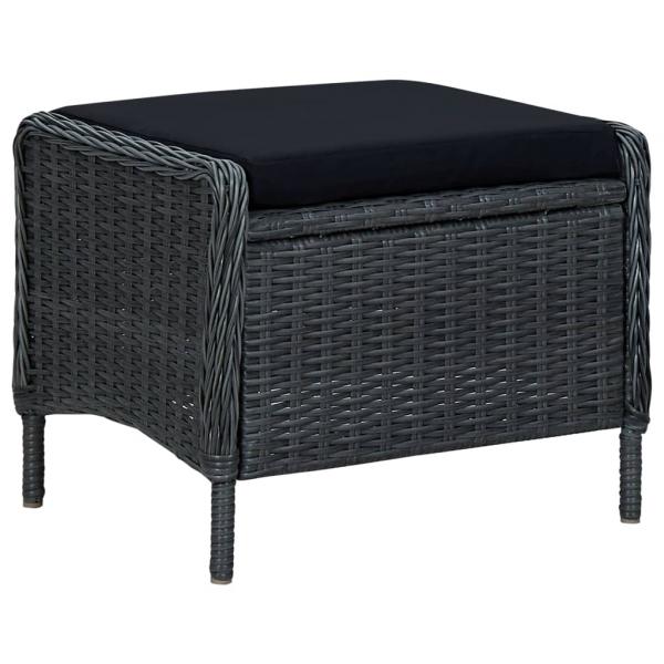 2-tlg. Garten-Lounge-Set mit Auflagen Poly Rattan Dunkelgrau