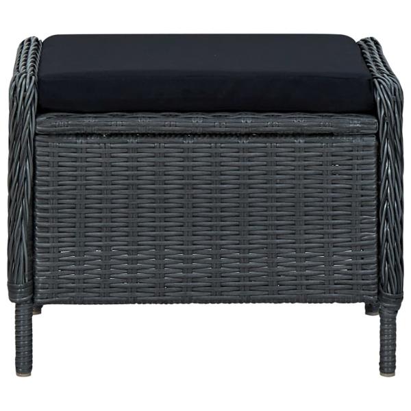 2-tlg. Garten-Lounge-Set mit Auflagen Poly Rattan Dunkelgrau