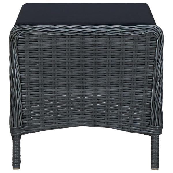 2-tlg. Garten-Lounge-Set mit Auflagen Poly Rattan Dunkelgrau