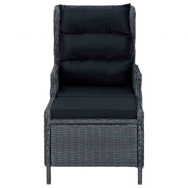 3-tlg. Garten-Lounge-Set mit Auflagen Poly Rattan Dunkelgrau