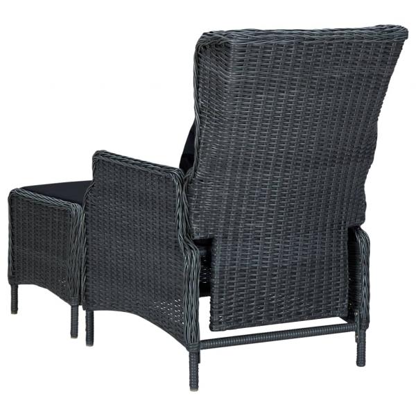 3-tlg. Garten-Lounge-Set mit Auflagen Poly Rattan Dunkelgrau
