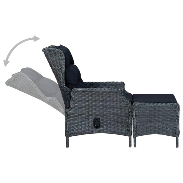 3-tlg. Garten-Lounge-Set mit Auflagen Poly Rattan Dunkelgrau
