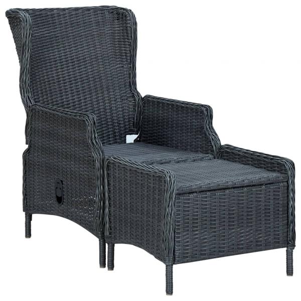 3-tlg. Garten-Lounge-Set mit Auflagen Poly Rattan Dunkelgrau