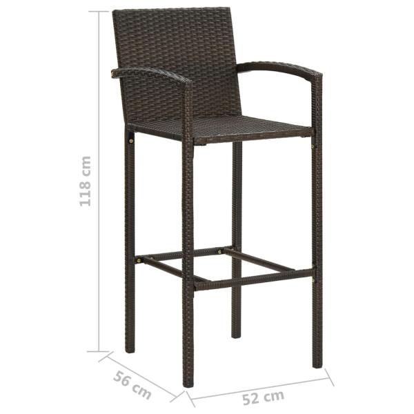 3-tlg. Gartenbar-Set Poly Rattan Braun