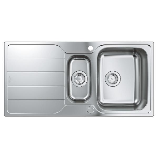 GROHE K500 Edelstahlspüle mit Abtropffläche, 1000x500mm, reversibel, 1,5 Becken, Edelstahl (31572SD1)
