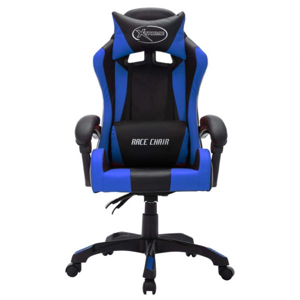 Gaming-Stuhl mit RGB LED-Leuchten Blau und Schwarz Kunstleder 