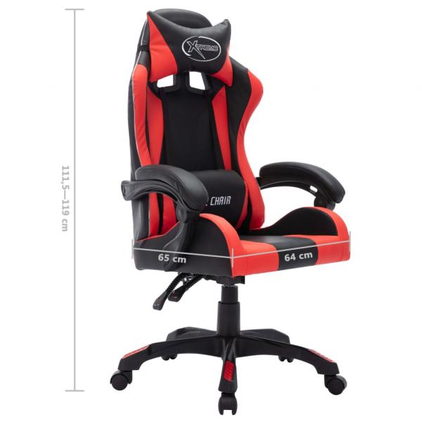 Gaming-Stuhl mit RGB LED-Leuchten Rot und Schwarz Kunstleder 