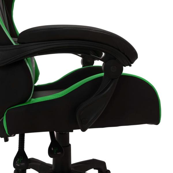 Gaming-Stuhl mit RGB LED-Leuchten Grün und Schwarz Kunstleder 