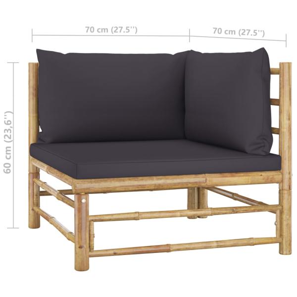 12-tlg. Garten-Lounge-Set mit Dunkelgrauen Kissen Bambus