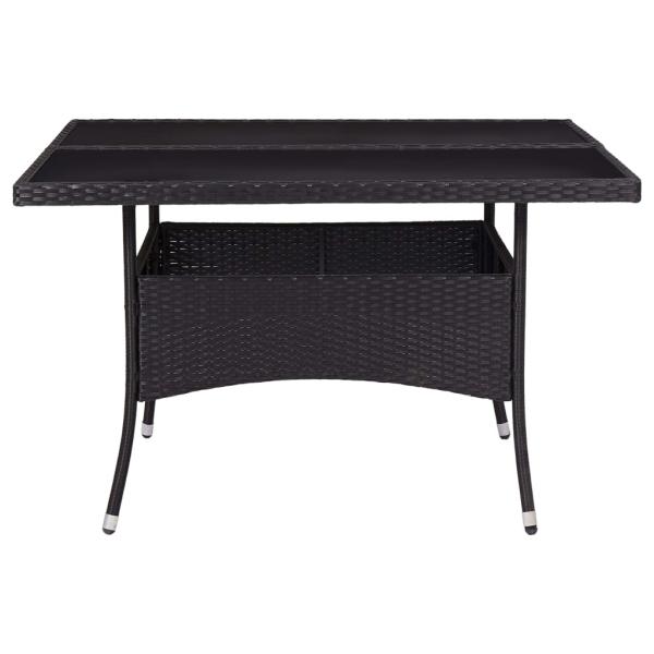 9-tlg. Garten-Essgruppe Poly Rattan und Glas Schwarz