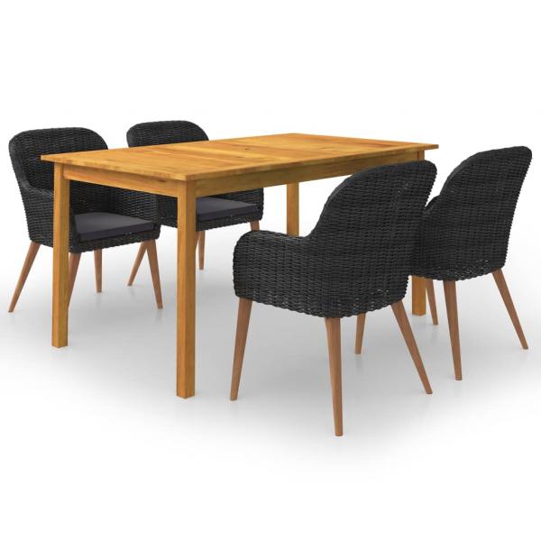 ARDEBO.de - 5-tlg. Garten-Essgruppe Schwarz