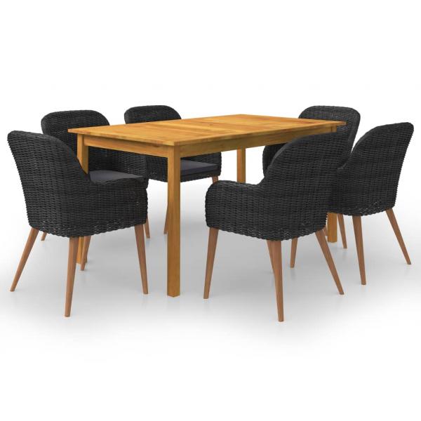 ARDEBO.de - 7-tlg. Garten-Essgruppe Schwarz
