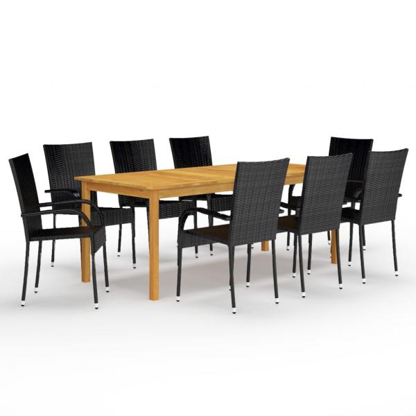 ARDEBO.de - 9-tlg. Garten-Essgruppe Schwarz