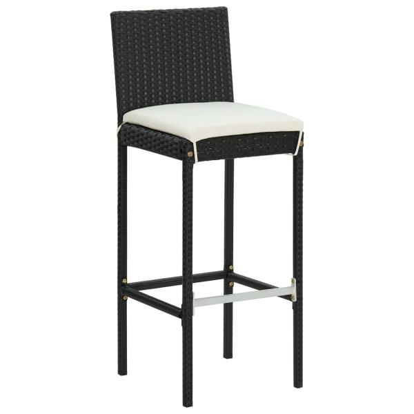 3-tlg. Gartenbar-Set mit Kissen Schwarz