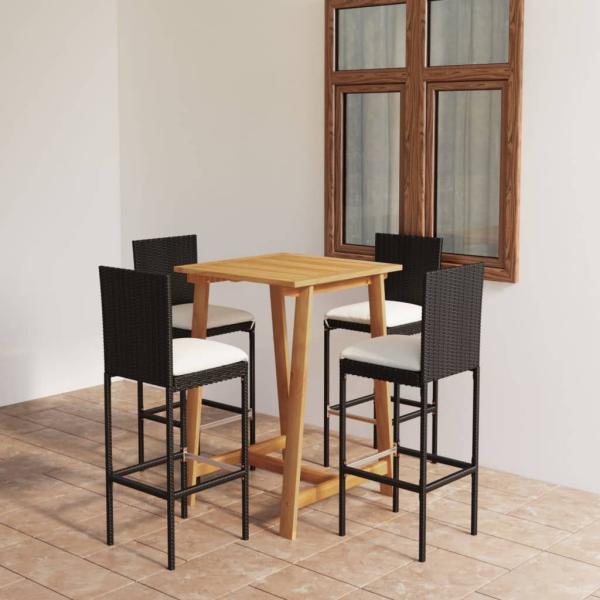 ARDEBO.de - 5-tlg. Gartenbar-Set mit Kissen Schwarz