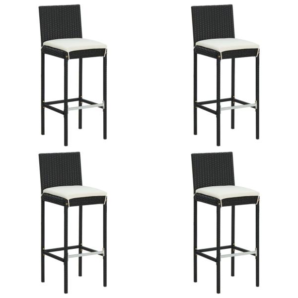 5-tlg. Gartenbar-Set mit Kissen Schwarz