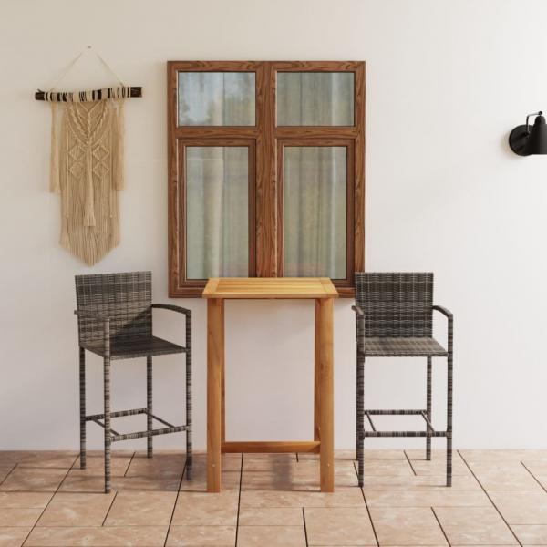 ARDEBO.de - 3-tlg. Gartenbar-Set Grau