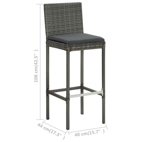 9-tlg. Gartenbar-Set mit Kissen Grau