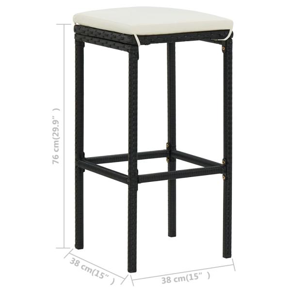 9-tlg. Gartenbar-Set mit Kissen Schwarz