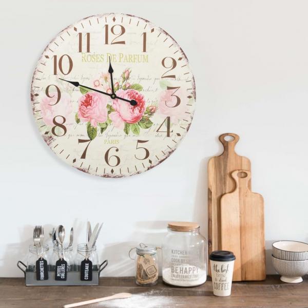 ARDEBO.de - Vintage Wanduhr Blumen 60 cm