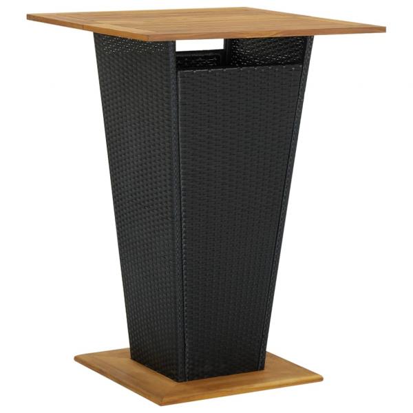 ARDEBO.de - Bartisch Schwarz 80x80x110 cm Poly Rattan und Massivholz Akazie