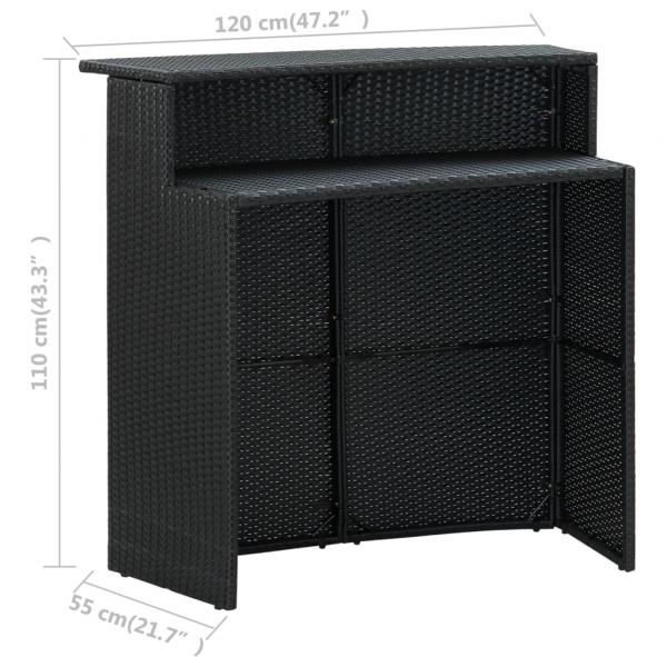Garten-Bartisch Schwarz 120x55x110 cm Poly Rattan 