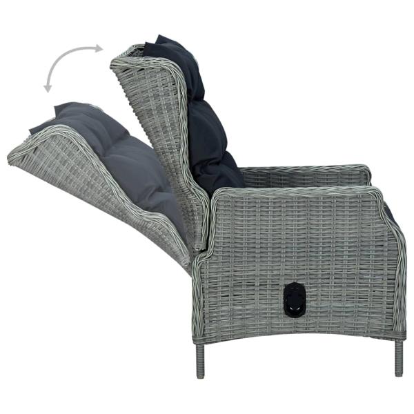 3-tlg. Garten-Lounge-Set mit Auflagen Poly Rattan Hellgrau