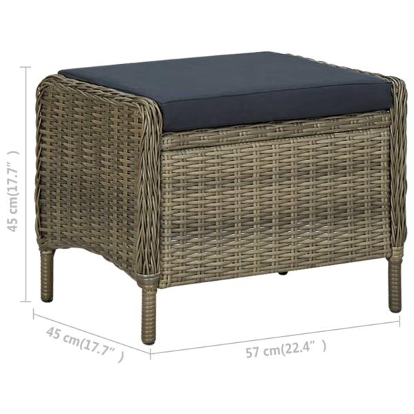 3-tlg. Garten-Lounge-Set mit Auflagen Poly Rattan Braun