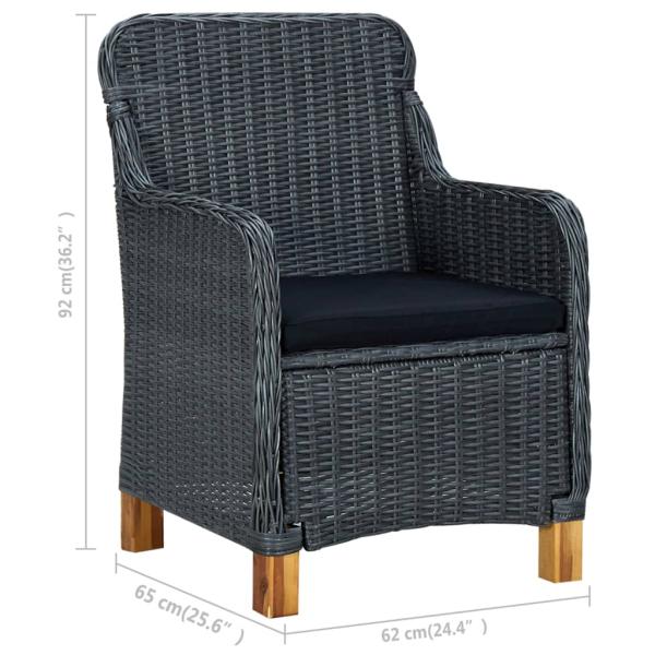 3-tlg. Garten-Lounge-Set mit Auflagen Poly Rattan Dunkelgrau