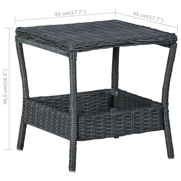 3-tlg. Garten-Lounge-Set mit Auflagen Poly Rattan Dunkelgrau
