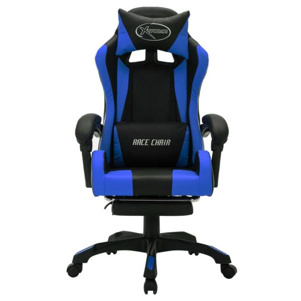 Gaming-Stuhl mit RGB LED-Leuchten Blau und Schwarz Kunstleder 
