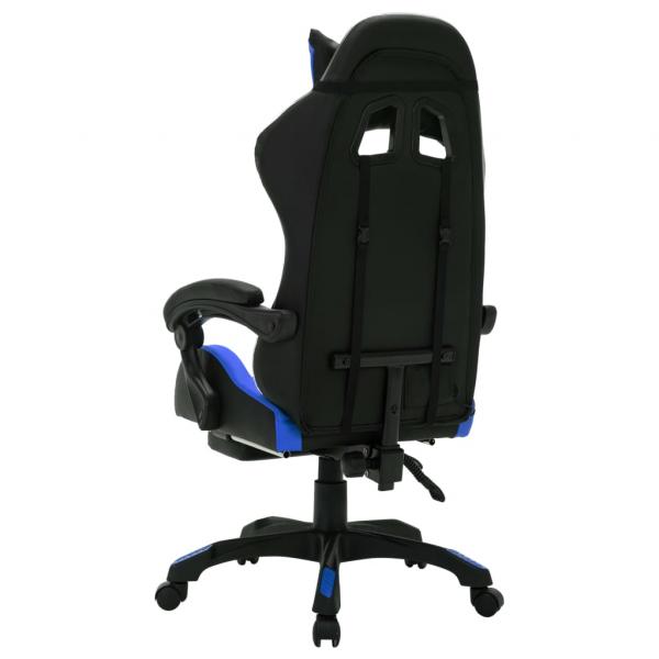 Gaming-Stuhl mit RGB LED-Leuchten Blau und Schwarz Kunstleder 