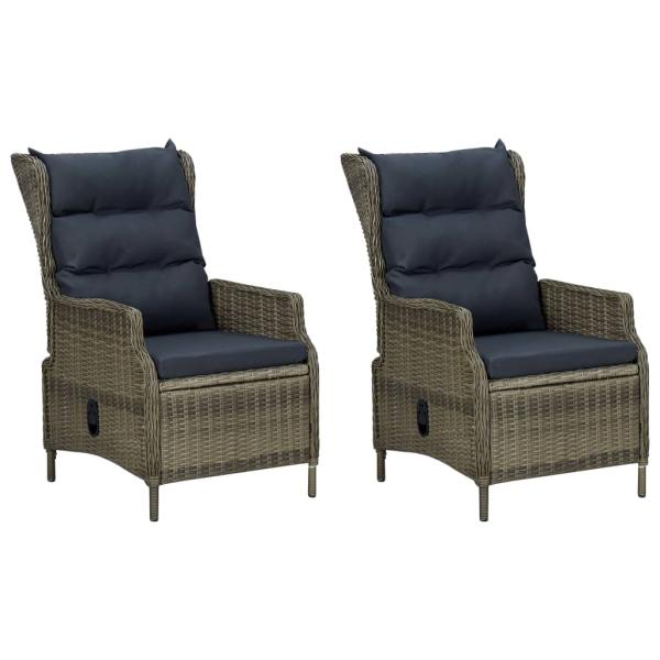 3-tlg. Garten-Lounge-Set mit Auflagen Poly Rattan Braun