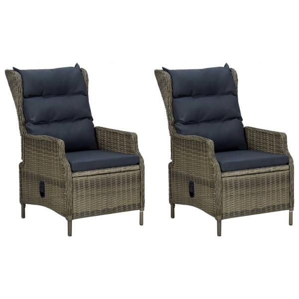 3-tlg. Garten-Lounge-Set mit Auflagen Poly Rattan Braun