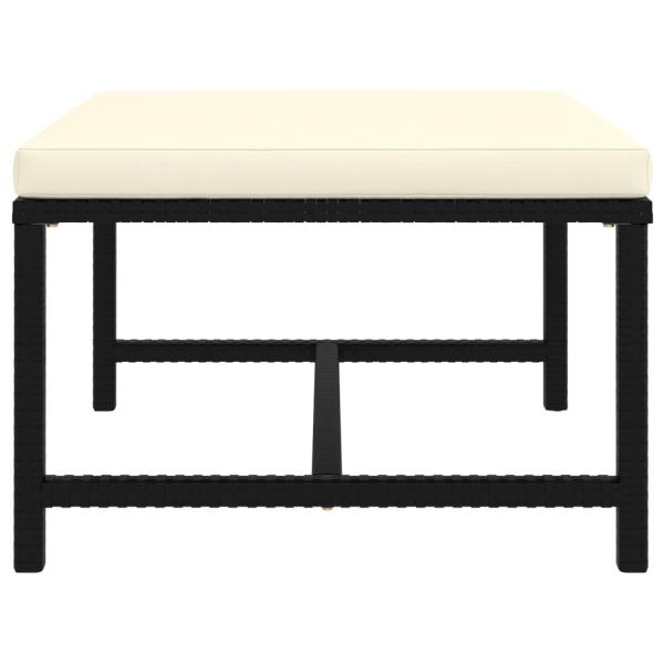 3-tlg. Garten-Lounge-Set mit Kissen Poly Rattan Schwarz