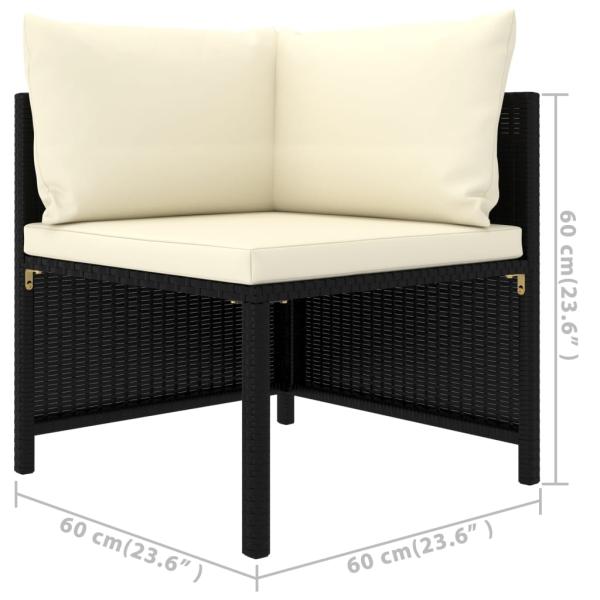 5-tlg. Garten-Lounge-Set mit Kissen Poly Rattan Schwarz
