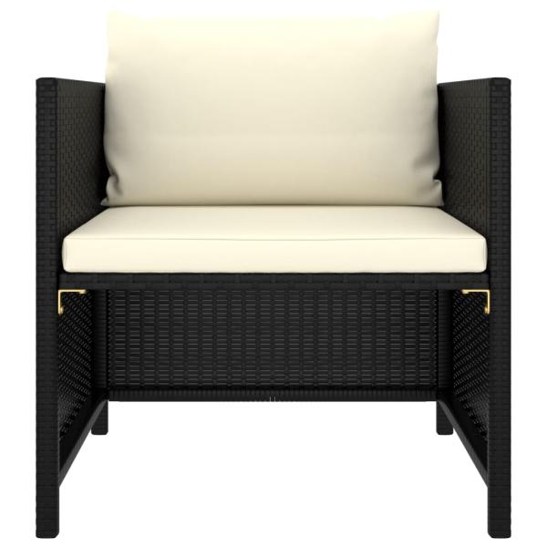 6-tlg. Garten-Lounge-Set mit Kissen Poly Rattan Schwarz
