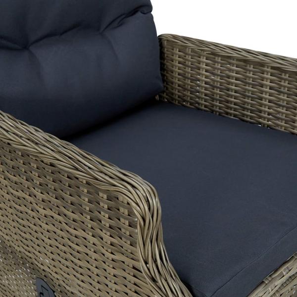 9-tlg. Garten-Essgruppe mit Auflagen Poly Rattan Braun