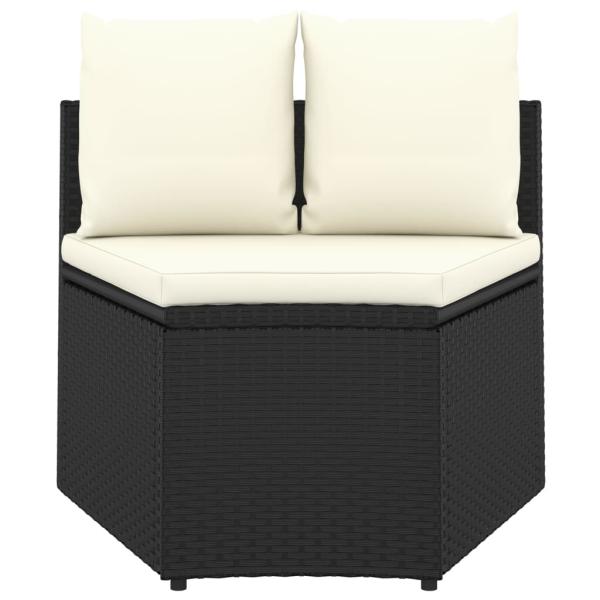 9-tlg. Garten-Sofagarnitur mit Auflagen Poly Rattan Schwarz