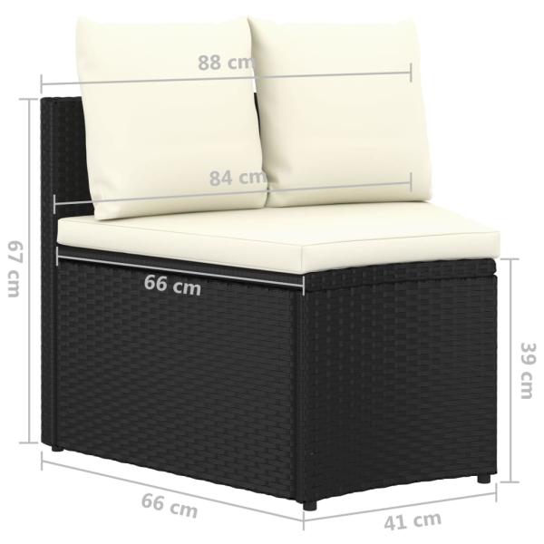 9-tlg. Garten-Sofagarnitur mit Auflagen Poly Rattan Schwarz