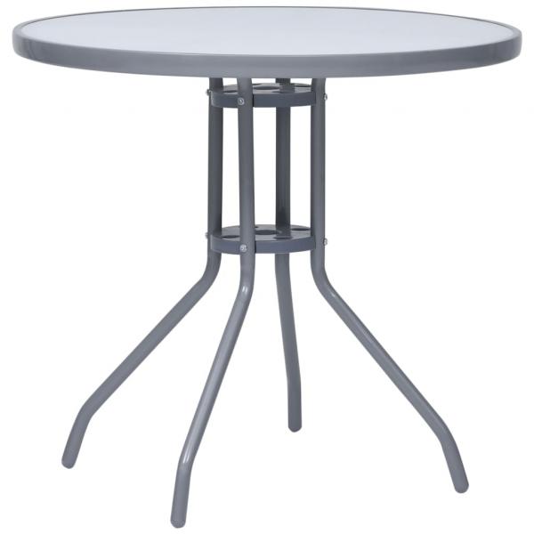 ARDEBO.de - Gartentisch Hellgrau 80 cm Stahl und Glas