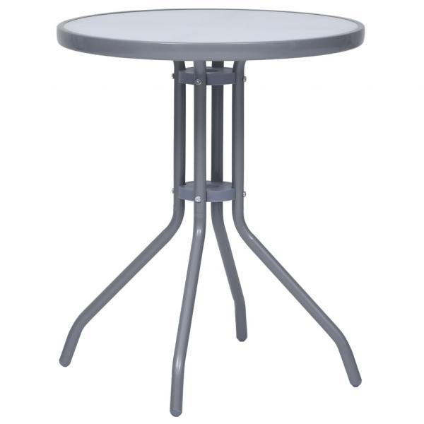 ARDEBO.de - Gartentisch Hellgrau 60 cm Stahl und Glas