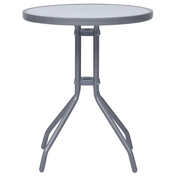 Gartentisch Hellgrau 60 cm Stahl und Glas