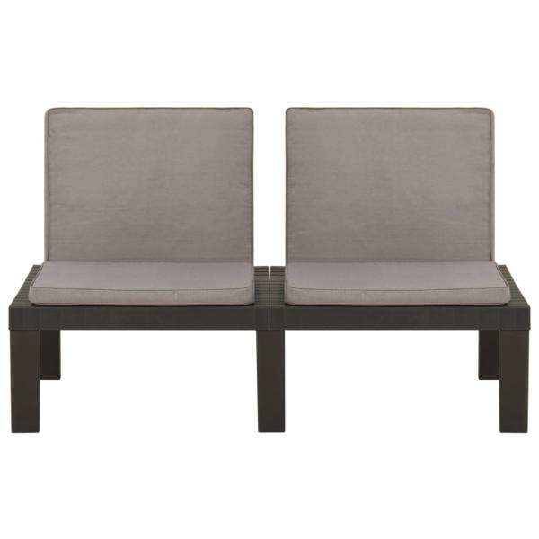 4-tlg. Garten-Lounge-Set mit Kissen Kunststoff Grau