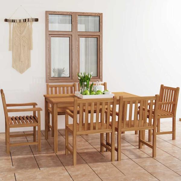 7-tlg. Garten-Essgruppe Massivholz Teak