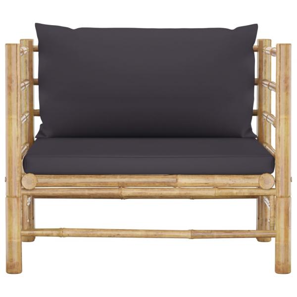 Gartensofa mit Dunkelgrauen Kissen Bambus 