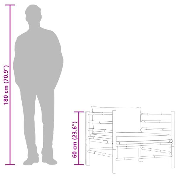 Gartensofa mit Dunkelgrauen Kissen Bambus 