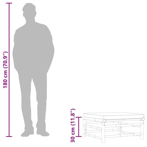 Garten-Fußhocker mit Dunkelgrauem Kissen Bambus 